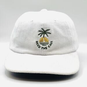 Howler Bros Hat Cap Strap Back Sunset Palm Graphic White Terry Heed the Call